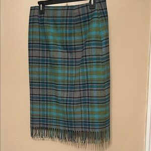J. Jill Plaid Pencil Skirt - Blue and Green